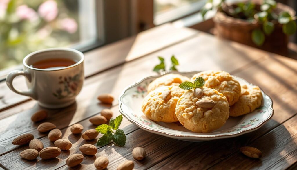 almond cookies with tea