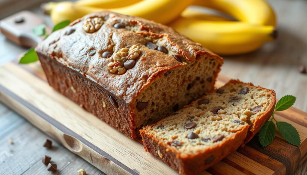 banana bread with nuts and chocolate chips