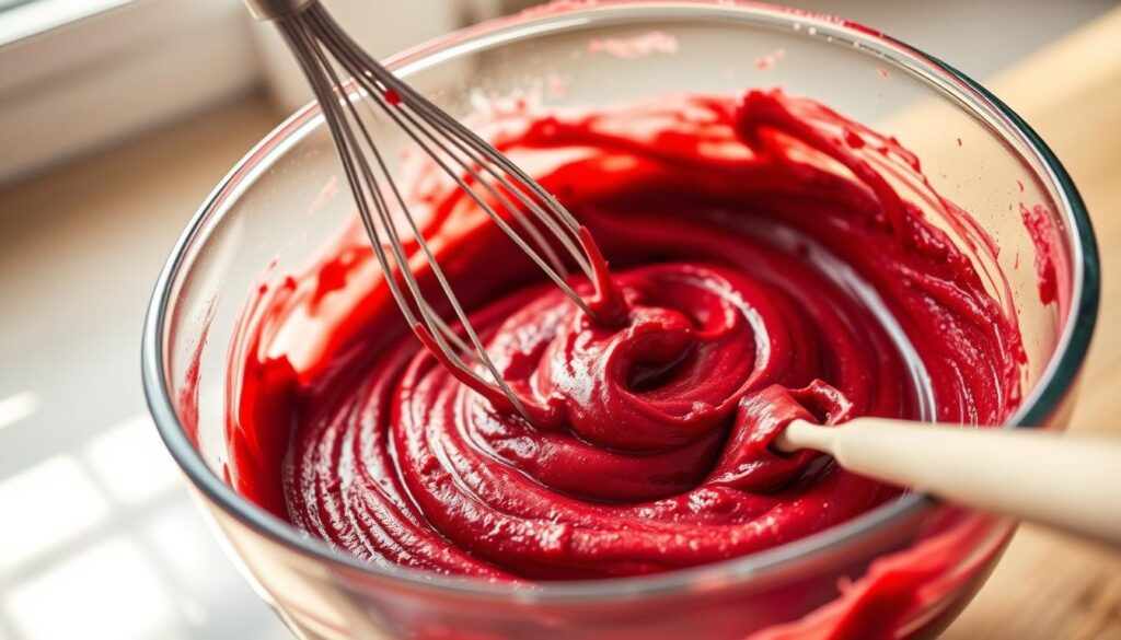 red velvet funnel cake batter