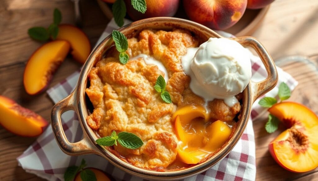 how to serve peach cobbler