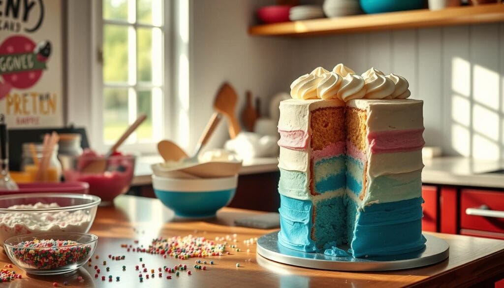 Gender Reveal Cake Preparation